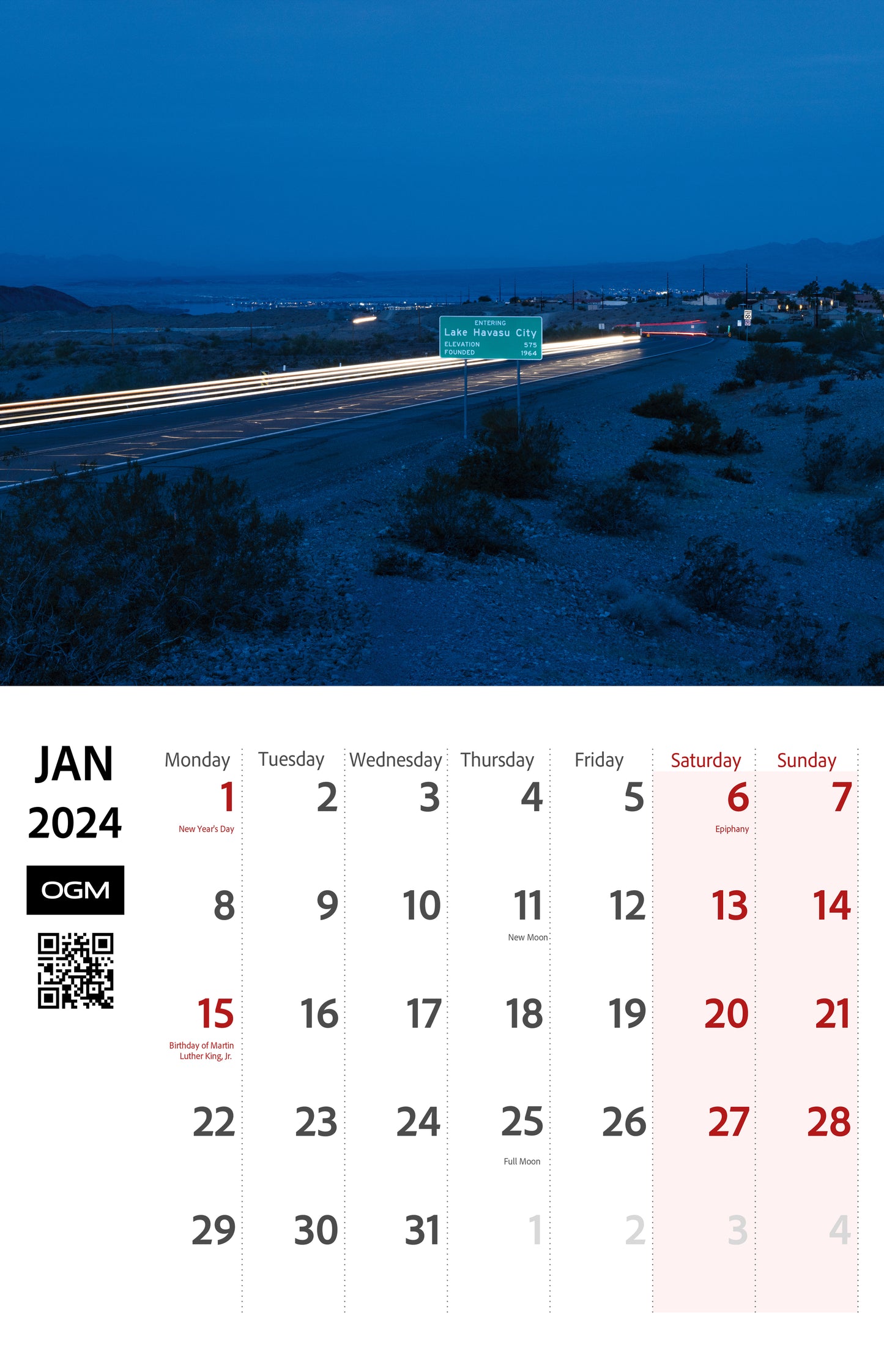 2024 Lake Havasu City Scenic Calendar